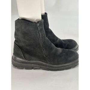 Cole Haan Boots Lug Chelsea Suede Men 12 Black Shearling Lined‎ Italian Zip
